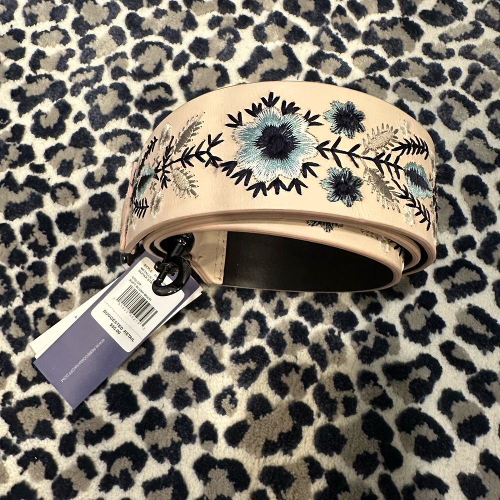 Rebecca Minkoff Cream and Blue Floral Bag Strap or Guitar Strap